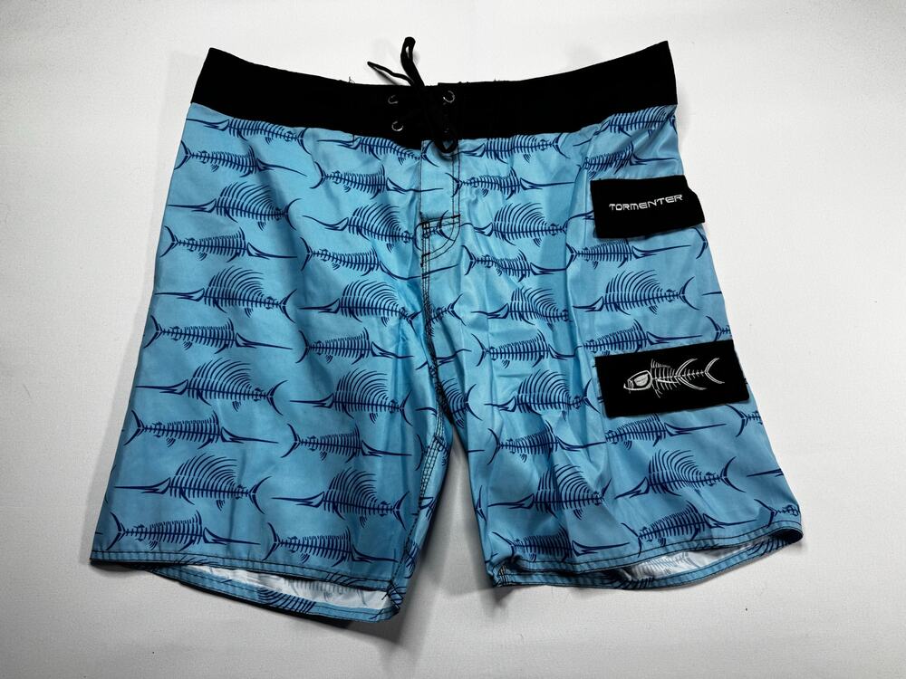Tormenter Patriot Men's Blue Fish Print Performance Board‎ Shorts - 36 (38x7.5)*